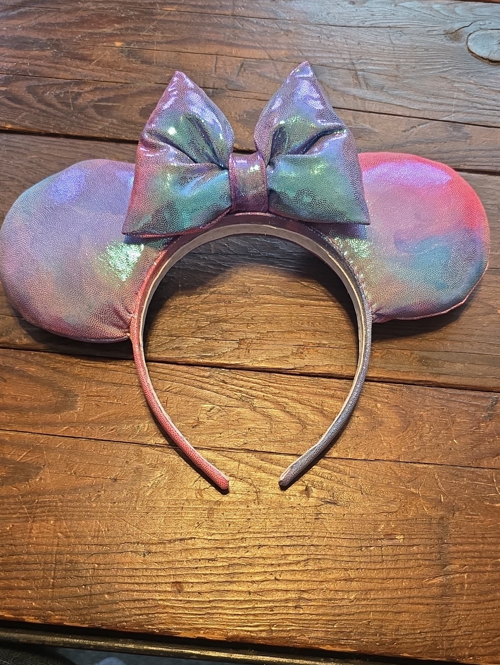 Iridescent Purple Kids Mouse Ears Headband with Bow Aurora Inspired